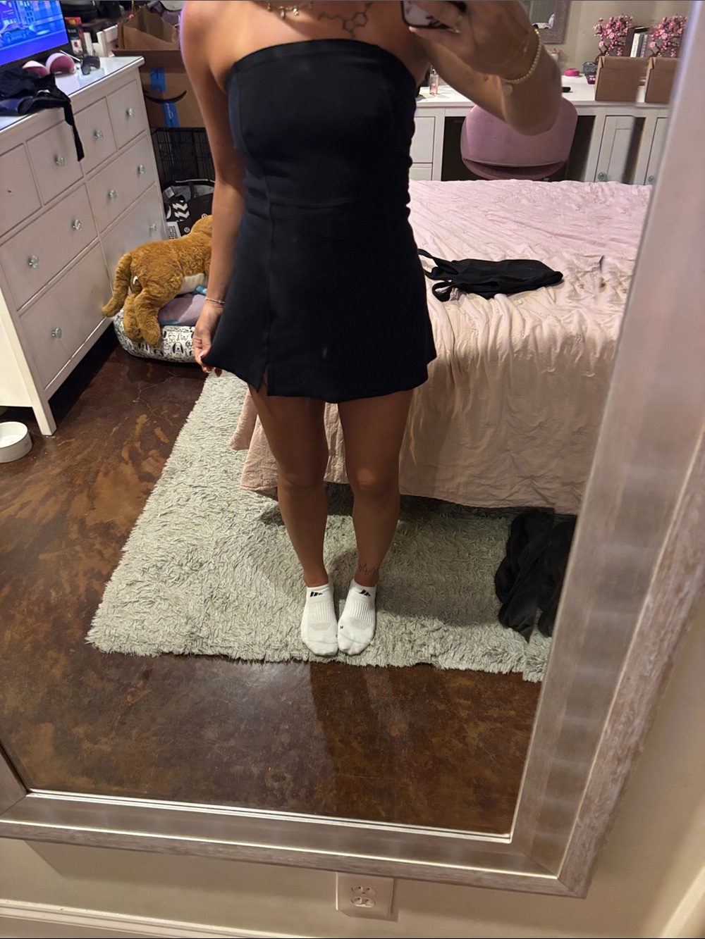 Classic Strapless Black Mini Dress with built in shorts